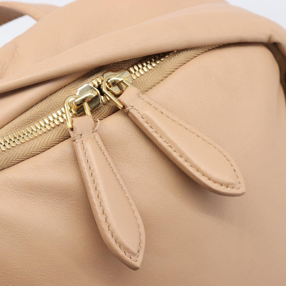BURBERRY Backpack Leather Beige Gold Auth 213435A