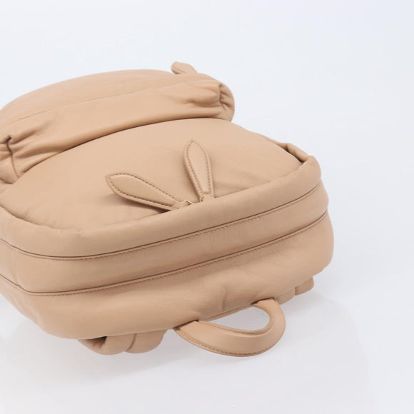 BURBERRY Backpack Leather Beige Gold Auth 213435A