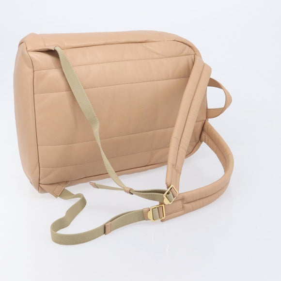 BURBERRY Backpack Leather Beige Gold Auth 213435A