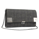 CHANEL Choco Bar Chain Shoulder Bag Canvas Gray Silver CC Auth 213438-1