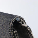 CHANEL Choco Bar Chain Shoulder Bag Canvas Gray Silver CC Auth 213438-17
