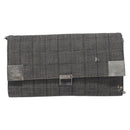 CHANEL Choco Bar Chain Shoulder Bag Canvas Gray Silver CC Auth 213438-2