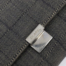 CHANEL Choco Bar Chain Shoulder Bag Canvas Gray Silver CC Auth 213438-20