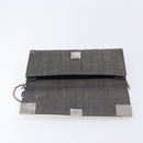CHANEL Choco Bar Chain Shoulder Bag Canvas Gray Silver CC Auth 213438-21
