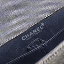 CHANEL Choco Bar Chain Shoulder Bag Canvas Gray Silver CC Auth 213438-22