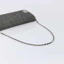 CHANEL Choco Bar Chain Shoulder Bag Canvas Gray Silver CC Auth 213438-7