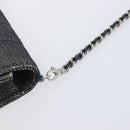 CHANEL Choco Bar Chain Shoulder Bag Canvas Gray Silver CC Auth 213438-9