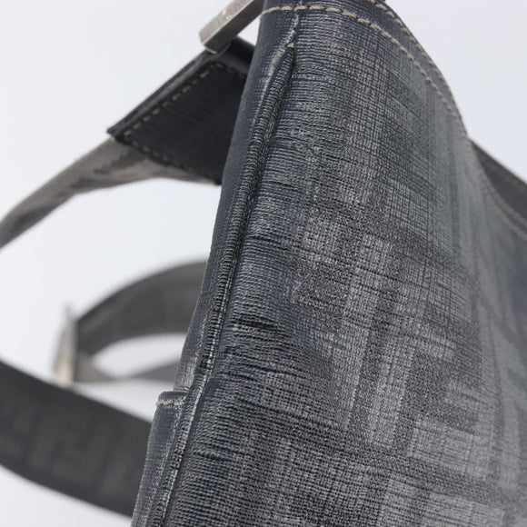FENDI Zucca Canvas Shoulder Bag PVC Silver Black 7VA247 Auth 213441