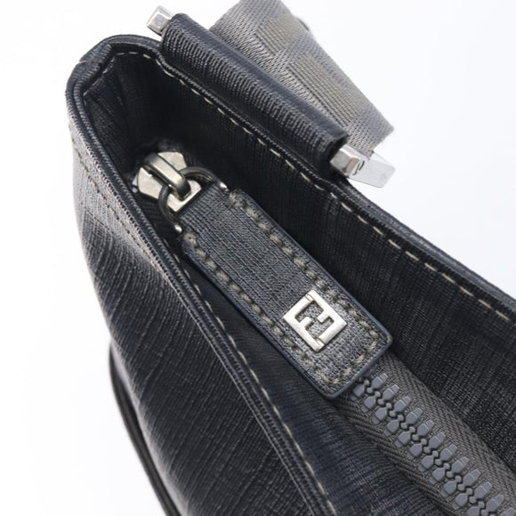 FENDI Zucca Canvas Shoulder Bag PVC Silver Black 7VA247 Auth 213441