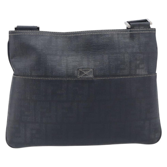 FENDI Zucca Canvas Shoulder Bag PVC Silver Black 7VA247 Auth 213441