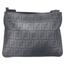 FENDI Zucca Canvas Shoulder Bag PVC Silver Black 7VA247 Auth 213441-3
