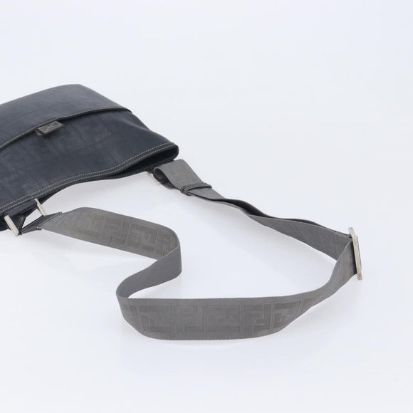 FENDI Zucca Canvas Shoulder Bag PVC Silver Black 7VA247 Auth 213441