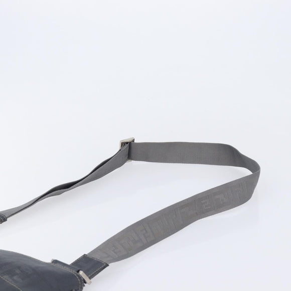 FENDI Zucca Canvas Shoulder Bag PVC Silver Black 7VA247 Auth 213441