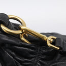 PRADA Gathered Hand Bag Leather 2way Black Gold Auth 213445V-18