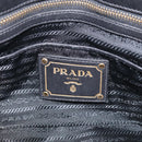 PRADA Gathered Hand Bag Leather 2way Black Gold Auth 213445V-20