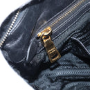 PRADA Gathered Hand Bag Leather 2way Black Gold Auth 213445V-26