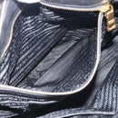 PRADA Gathered Hand Bag Leather 2way Black Gold Auth 213445V-27