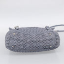 Miu Miu Matelasse Hand Bag Leather 2way Light Blue Silver Auth 213450A-11