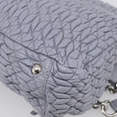 Miu Miu Matelasse Hand Bag Leather 2way Light Blue Silver Auth 213450A-14