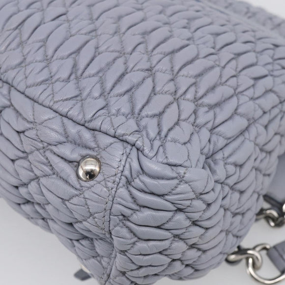 Miu Miu Matelasse Hand Bag Leather 2way Light Blue Silver Auth 213450A