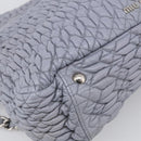 Miu Miu Matelasse Hand Bag Leather 2way Light Blue Silver Auth 213450A-15