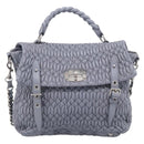 Miu Miu Matelasse Hand Bag Leather 2way Light Blue Silver Auth 213450A-2
