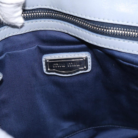 Miu Miu Matelasse Hand Bag Leather 2way Light Blue Silver Auth 213450A