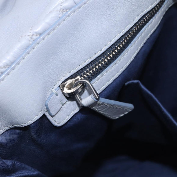 Miu Miu Matelasse Hand Bag Leather 2way Light Blue Silver Auth 213450A