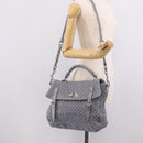 Miu Miu Matelasse Hand Bag Leather 2way Light Blue Silver Auth 213450A-28