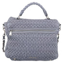 Miu Miu Matelasse Hand Bag Leather 2way Light Blue Silver Auth 213450A-3