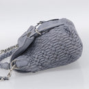 Miu Miu Matelasse Hand Bag Leather 2way Light Blue Silver Auth 213450A-4