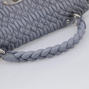 Miu Miu Matelasse Hand Bag Leather 2way Light Blue Silver Auth 213450A-7