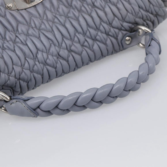 Miu Miu Matelasse Hand Bag Leather 2way Light Blue Silver Auth 213450A