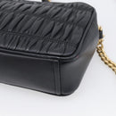 PRADA Gathered Chain Shoulder Bag Leather Black Gold Auth 213455V-12