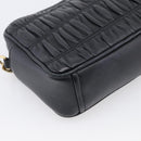 PRADA Gathered Chain Shoulder Bag Leather Black Gold Auth 213455V-13
