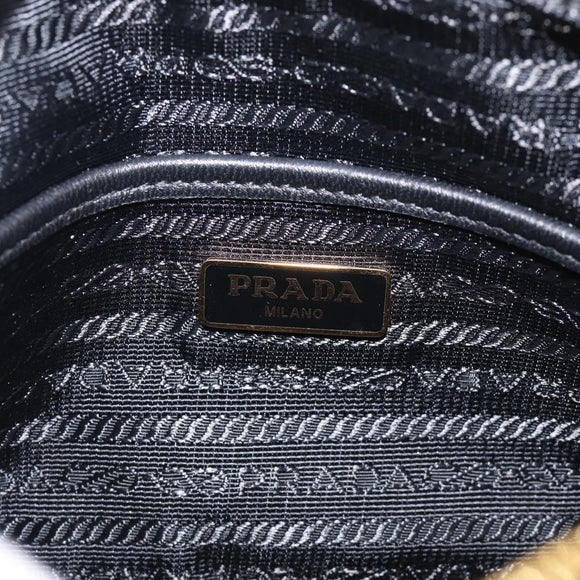 PRADA Gathered Chain Shoulder Bag Leather Black Gold Auth 213455V