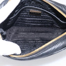 PRADA Gathered Chain Shoulder Bag Leather Black Gold Auth 213455V-17