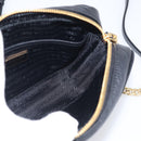 PRADA Gathered Chain Shoulder Bag Leather Black Gold Auth 213455V-18