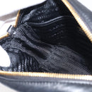 PRADA Gathered Chain Shoulder Bag Leather Black Gold Auth 213455V-19