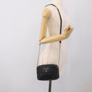 PRADA Gathered Chain Shoulder Bag Leather Black Gold Auth 213455V-22