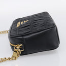 PRADA Gathered Chain Shoulder Bag Leather Black Gold Auth 213455V-4