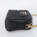 PRADA Gathered Chain Shoulder Bag Leather Black Gold Auth 213455V-5