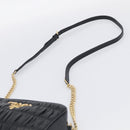 PRADA Gathered Chain Shoulder Bag Leather Black Gold Auth 213455V-8