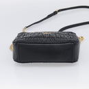 PRADA Gathered Chain Shoulder Bag Leather Black Gold Auth 213455V-9