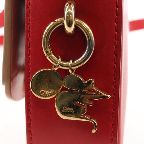 Chloe Hand Bag Leather 2way Red Gold Auth 213456M