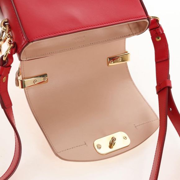 Chloe Hand Bag Leather 2way Red Gold Auth 213456M