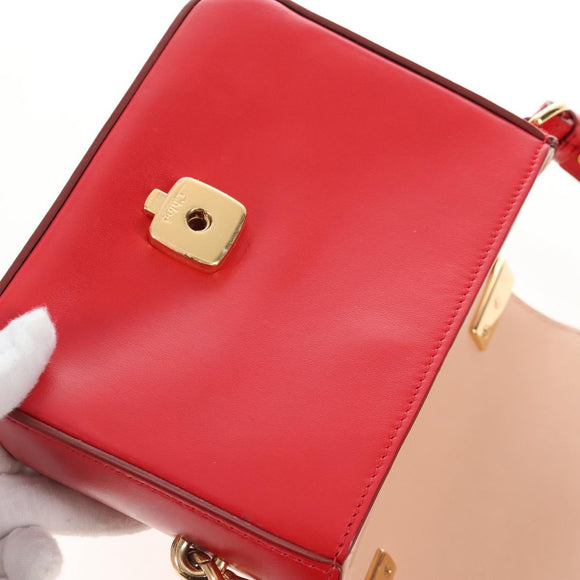 Chloe Hand Bag Leather 2way Red Gold Auth 213456M