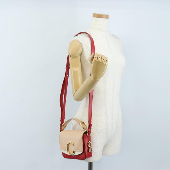 Chloe Hand Bag Leather 2way Red Gold Auth 213456M