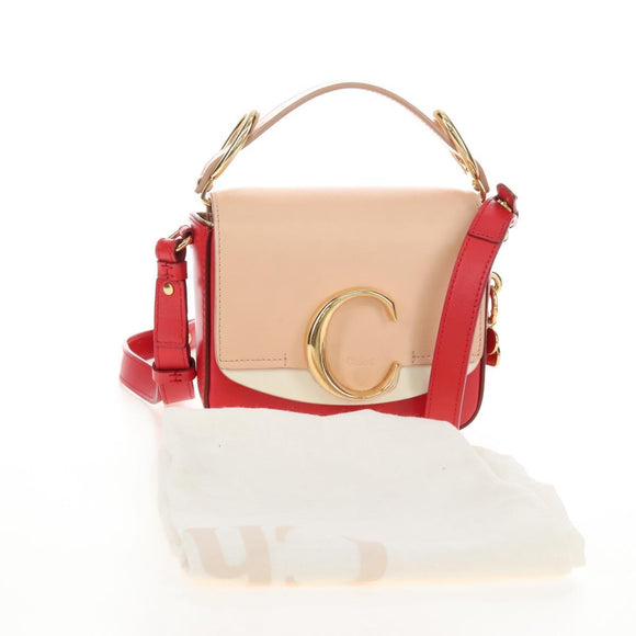 Chloe Hand Bag Leather 2way Red Gold Auth 213456M