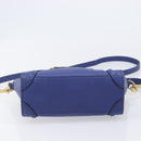 CELINE Luggage Nano Shopper Hand Bag Leather 2way Blue Gold Auth 213458A-12